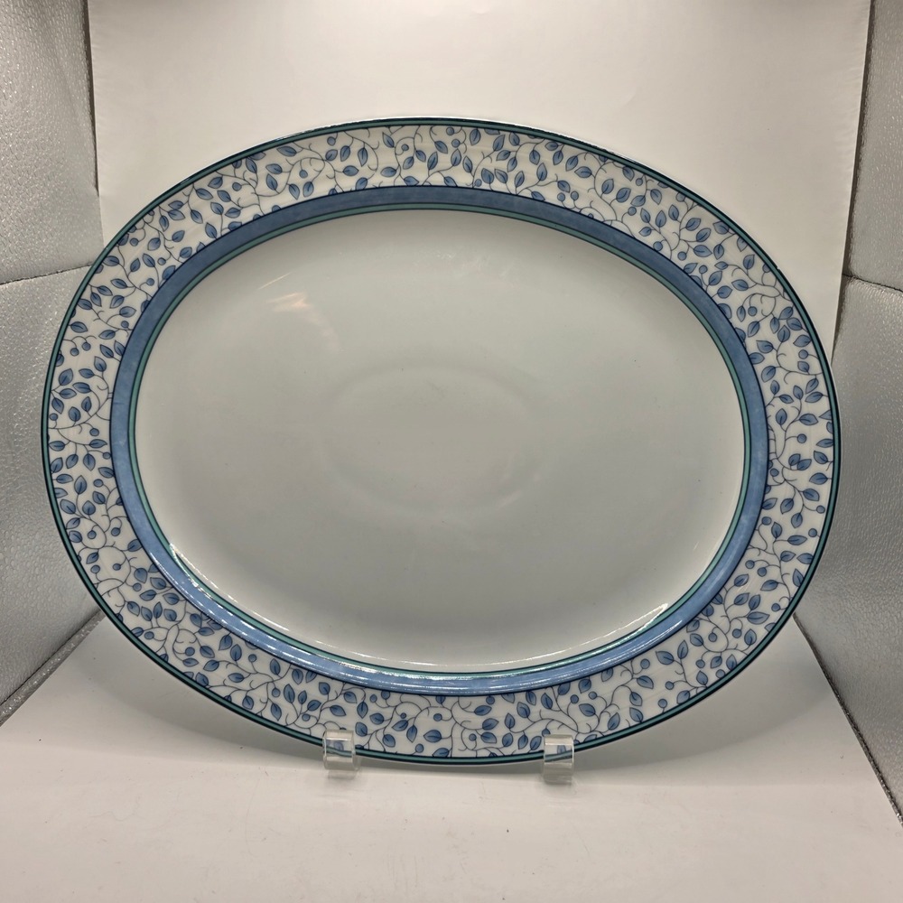 Mikasa Susanne SL 104 Fine China Oval Serving Platter Blue Leaf Vine Portugal